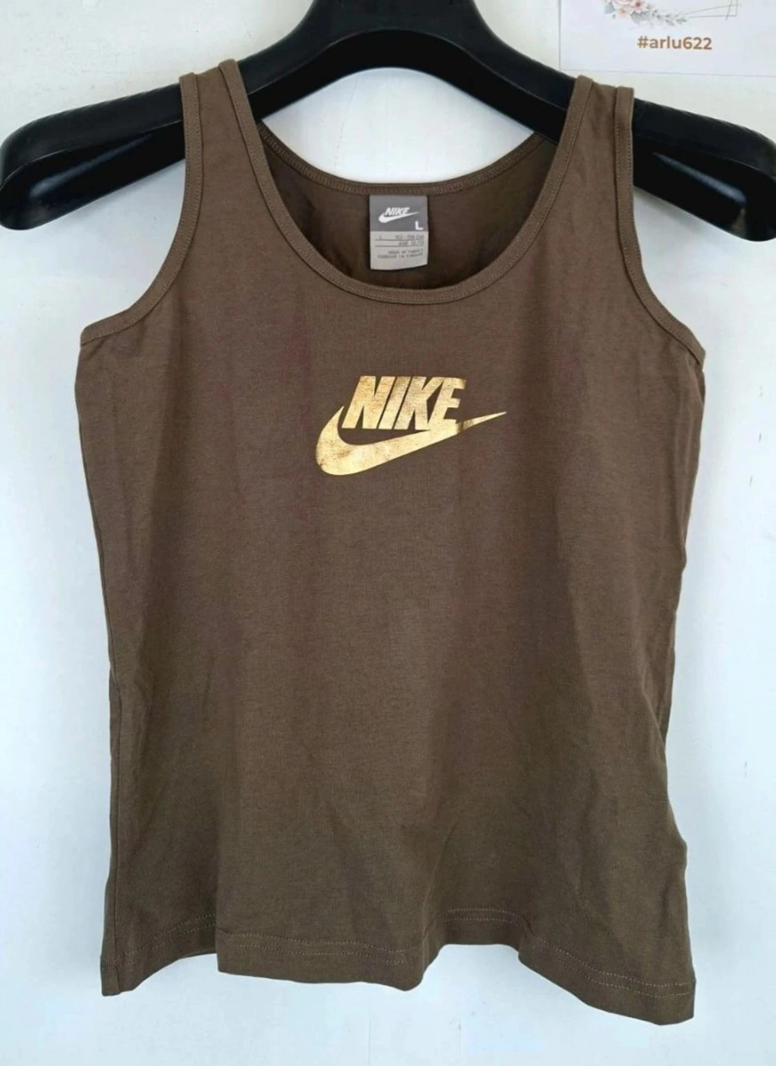 Nike Tank Top Vintage Brown Gold Logo Y2K 2000s